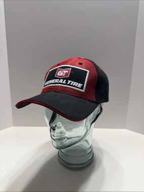 Vintage General Tire Men’s Red and Black Mesh Trucker Cap